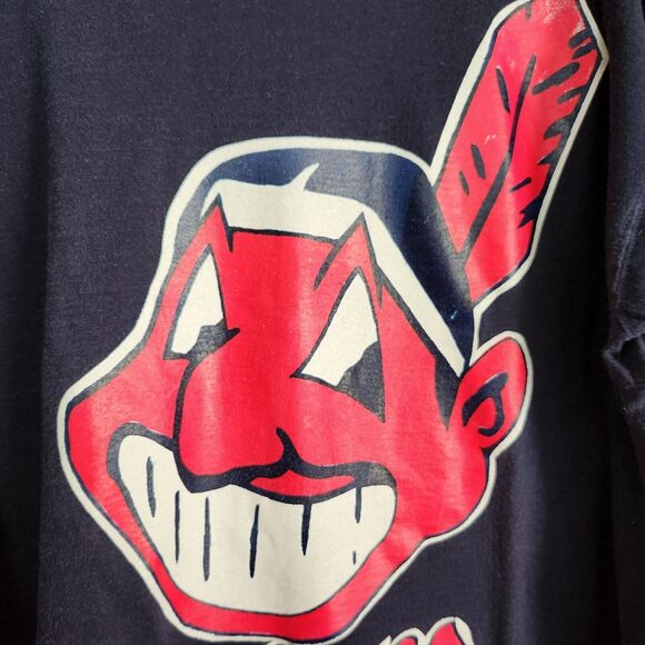 VTG Cleveland Indians Cheif Wahoo XL Baseball Long Sleeve Tshirt Mock Turtleneck - Picture 2 of 10